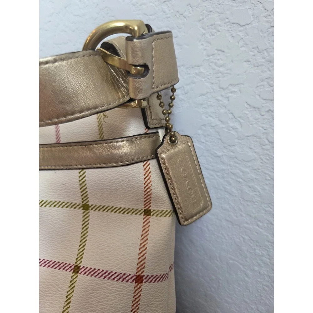 Coach Purse Womens‎ White Heritage Peyton Duffle Shoulder bag Plaid L1193-f19178